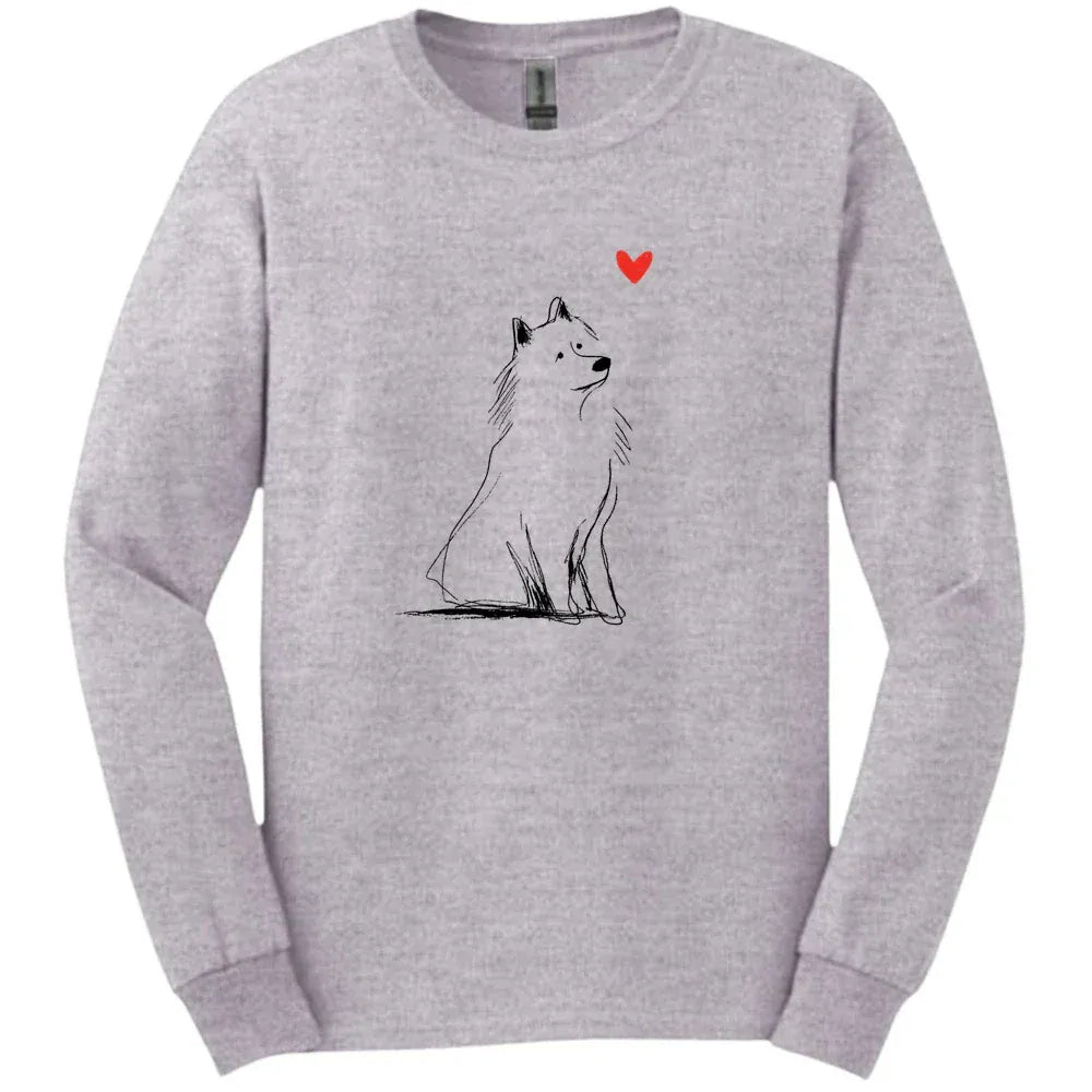 Samoyed - Sketch Dog Long Sleeve Tee - Sport Grey