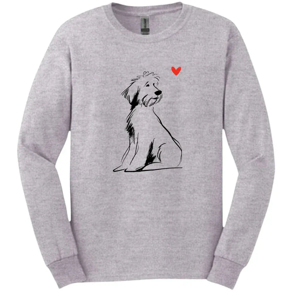 Portuguese Water Dog - Sketch Dog Long Sleeve Tee - Sport Grey