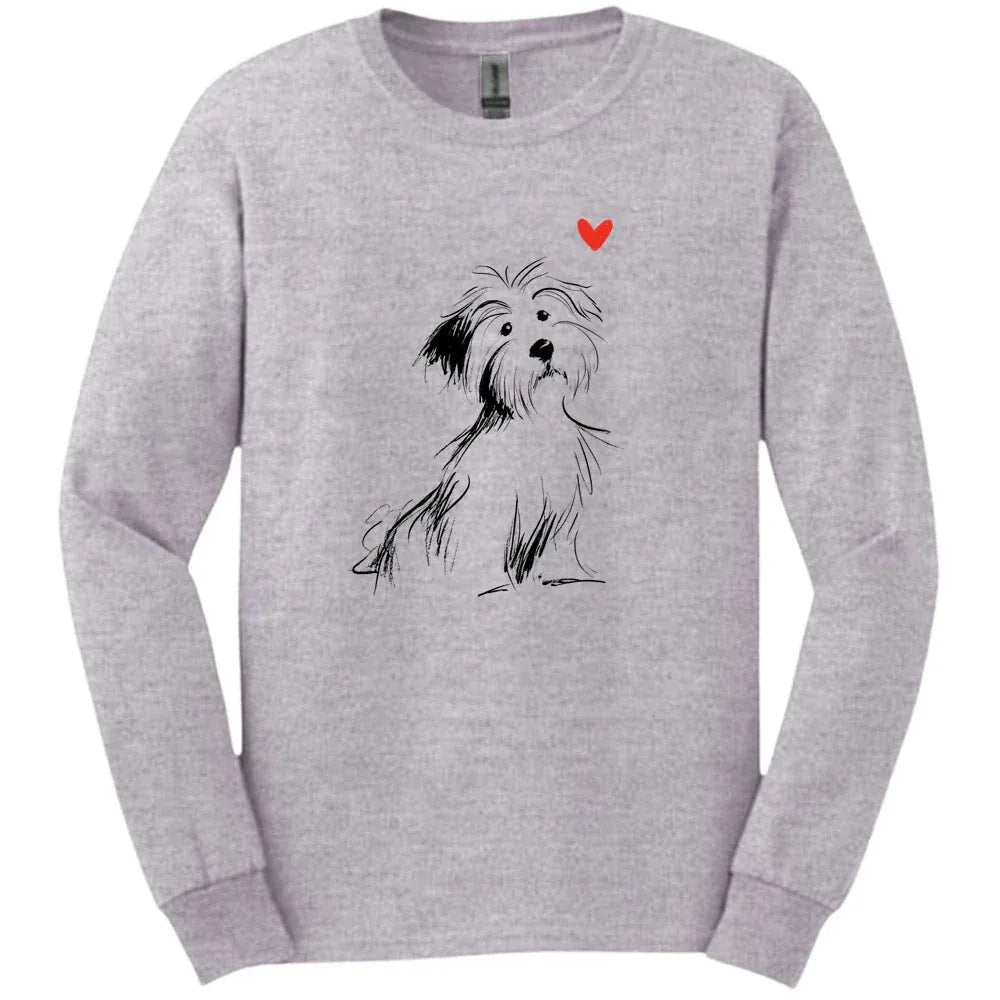 Havanese - Sketch Dog Long Sleeve Tee - Sport Grey
