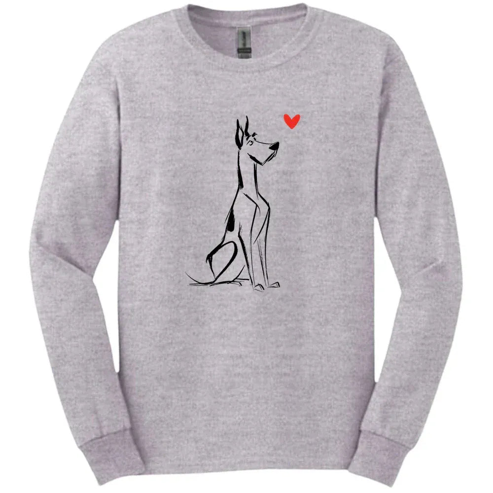 Great Dane - Sketch Dog Long Sleeve Tee - Sport Grey