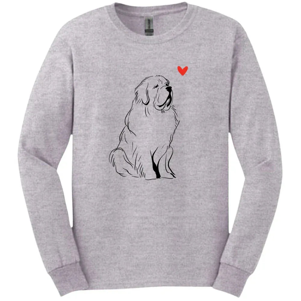Newfoundland - Sketch Dog Long Sleeve Tee - Sport Grey