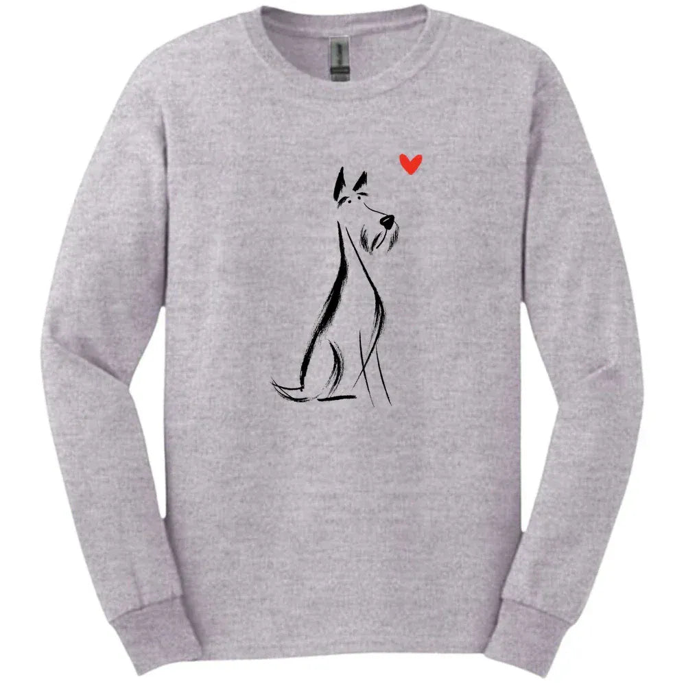 Kerry Blue Terrier - Sketch Dog Long Sleeve Tee - Sport Grey