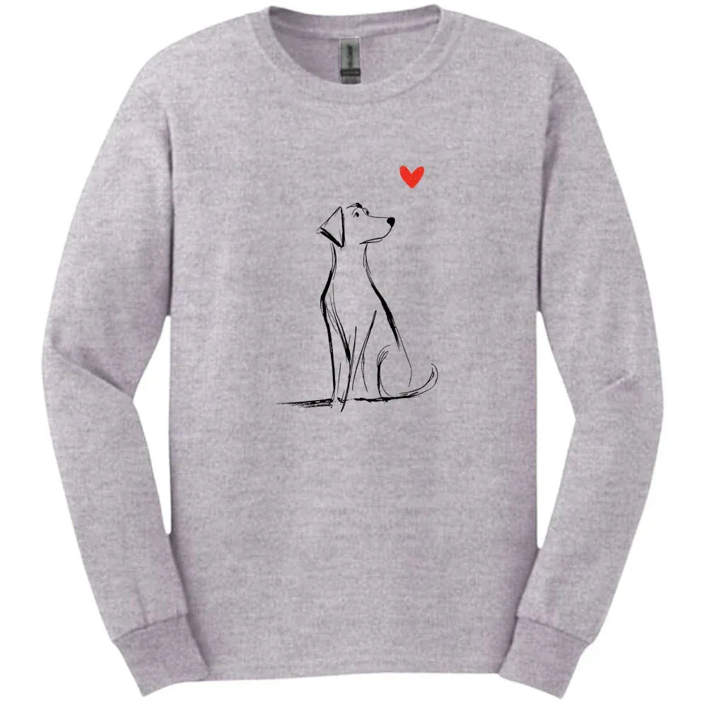 Labrador - Sketch Dog Long Sleeve Tee - Sport Grey