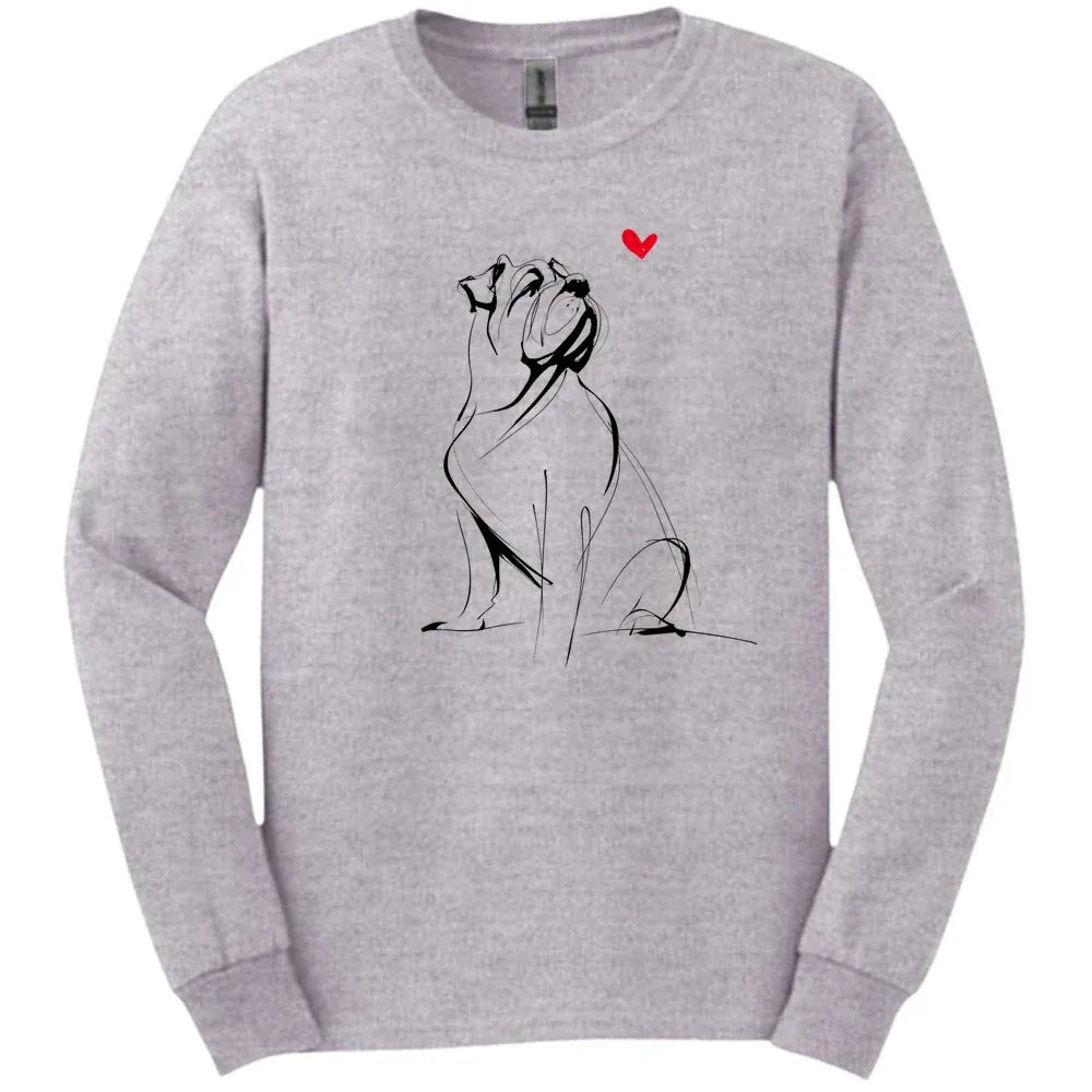 Mastiff - Sketch Dog Long Sleeve Tee - Sport Grey