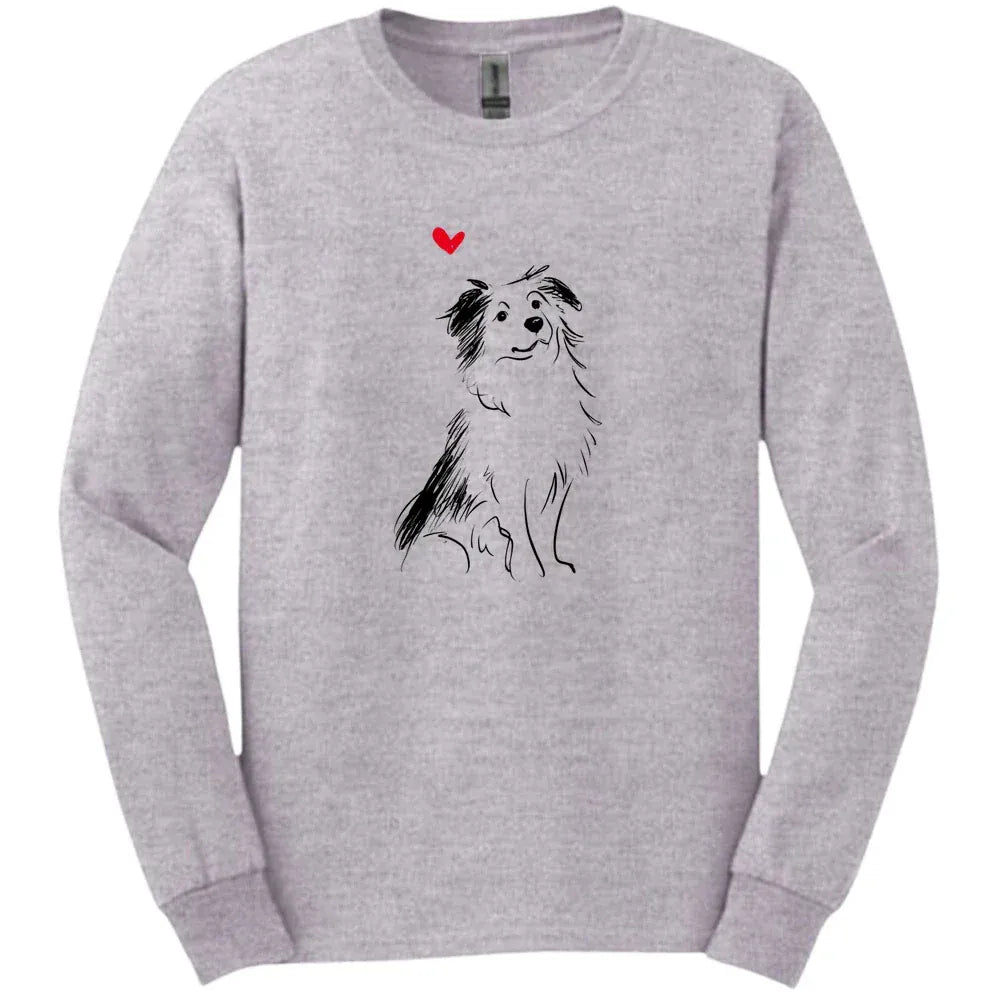Miniature American Shepherd - Sketch Dog Long Sleeve Tee - Sport Grey