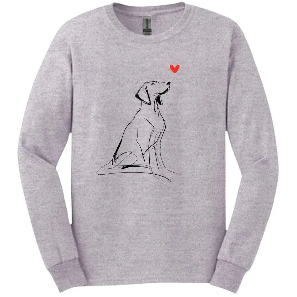 Vizsla - Sketch Dog Long Sleeve Tee - Sport Grey