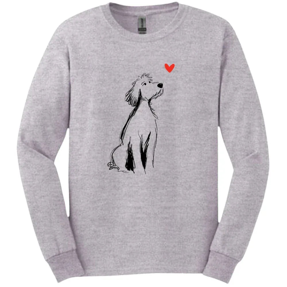 Golden Doodle - Sketch Dog Long Sleeve Tee - Sport Grey