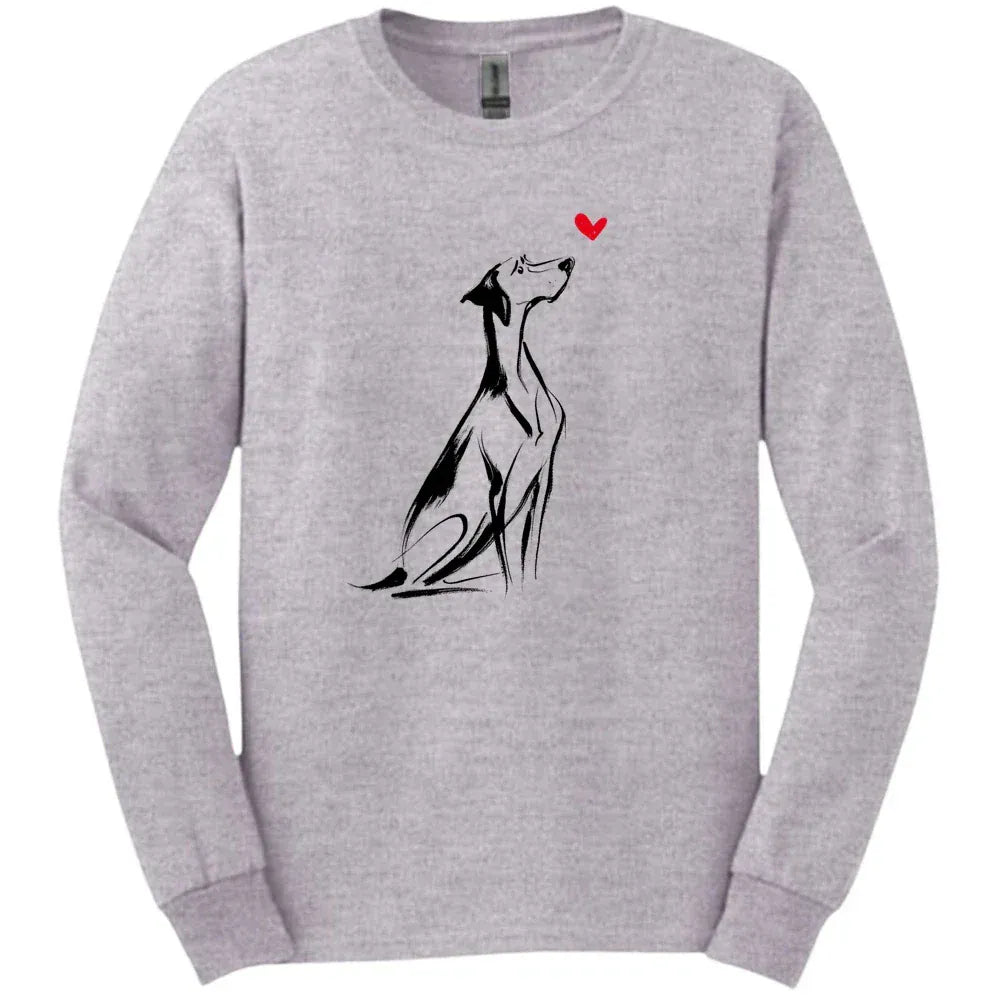 German Shorthaired Pointer - Sketch Dog Long Sleeve Tee - Sport Grey