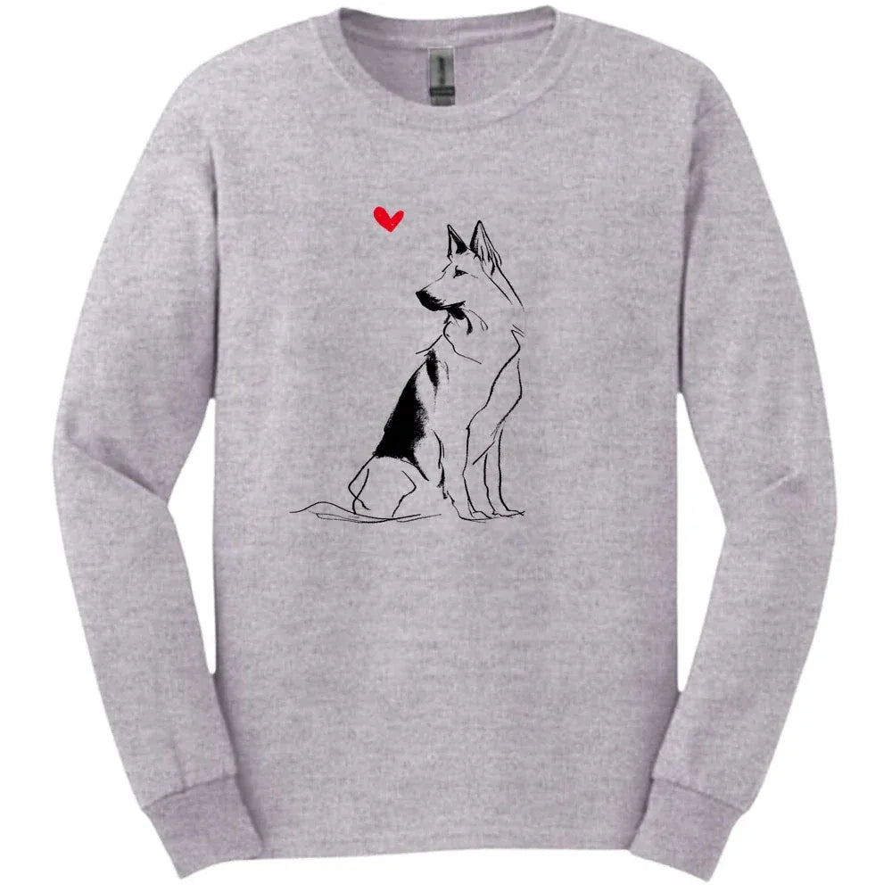 Dutch Shepherd - Sketch Dog Long Sleeve Tee - Sport Grey