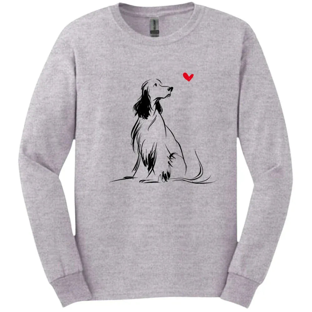 English Springer Spaniel - Sketch Dog Long Sleeve Tee - Sport Grey