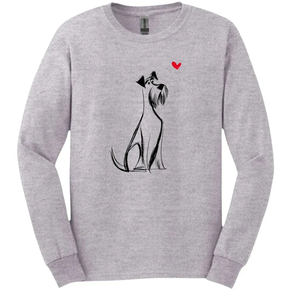 Giant Schnauzer - Sketch Dog Long Sleeve Tee - Sport Grey