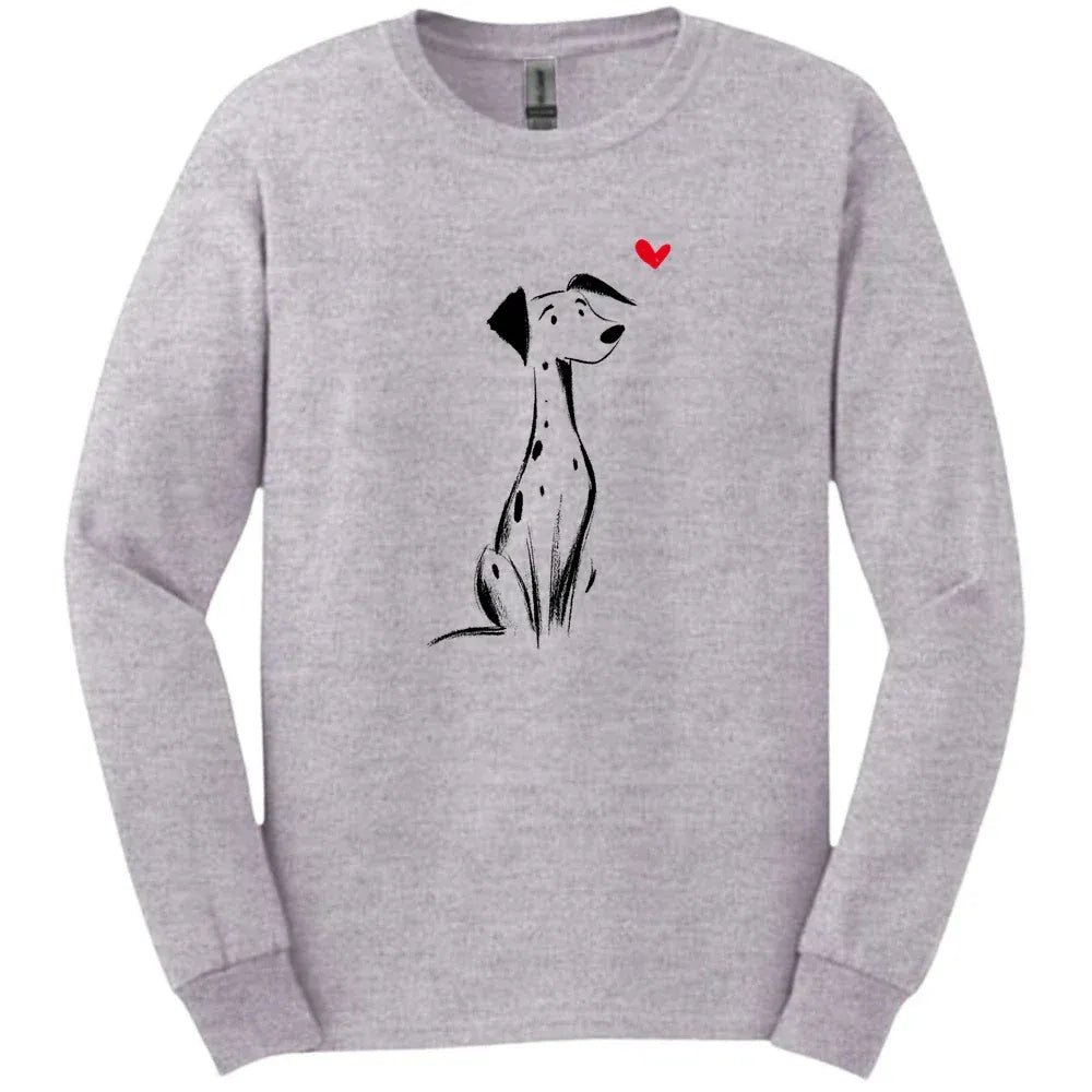 Dalmatian - Sketch Dog Long Sleeve Tee - Sport Grey