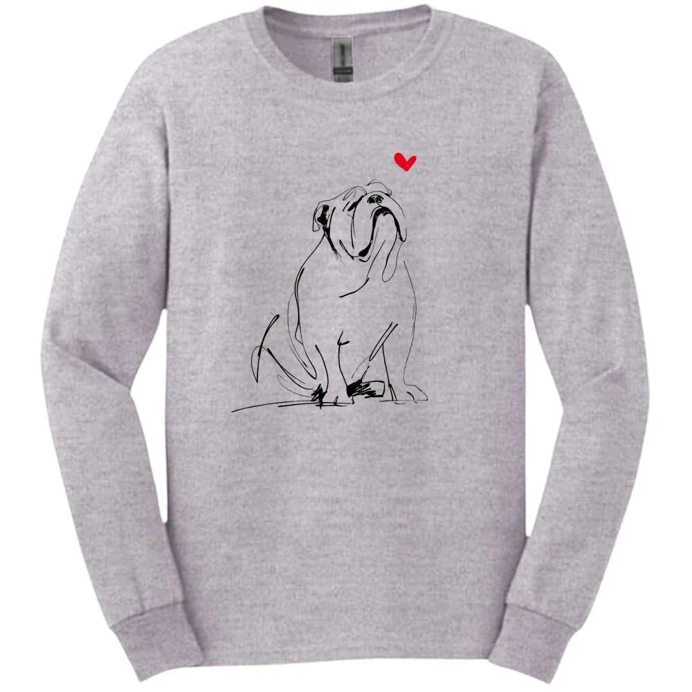 Bulldog - Sketch Dog Long Sleeve Tee - Sport Grey