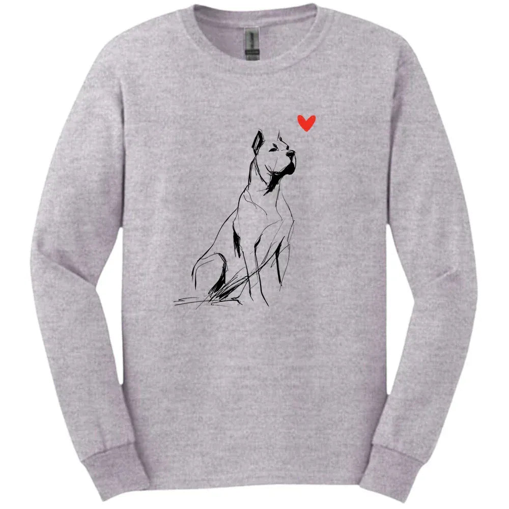 Cane Corso - Sketch Dog Long Sleeve Tee - Sport Grey