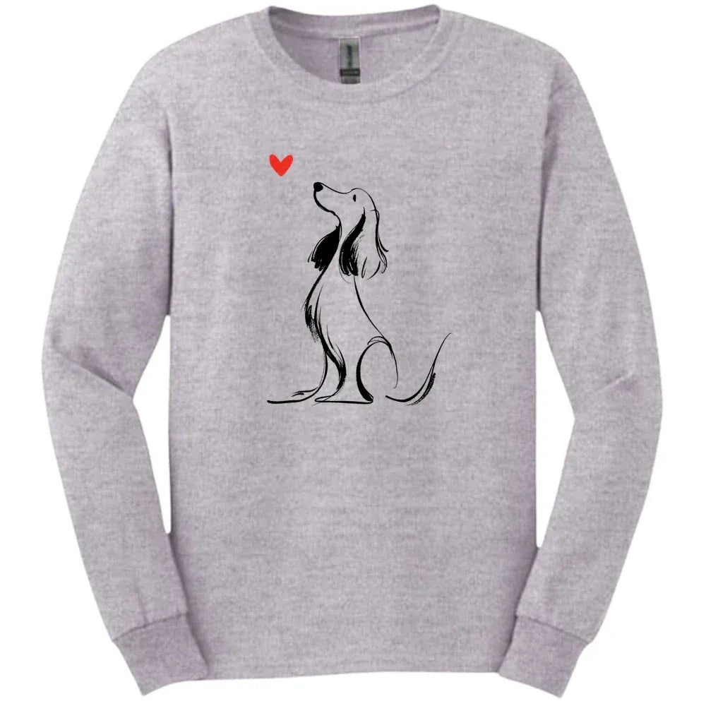 Cocker Spaniel - Sketch Dog Long Sleeve Tee - Sport Grey
