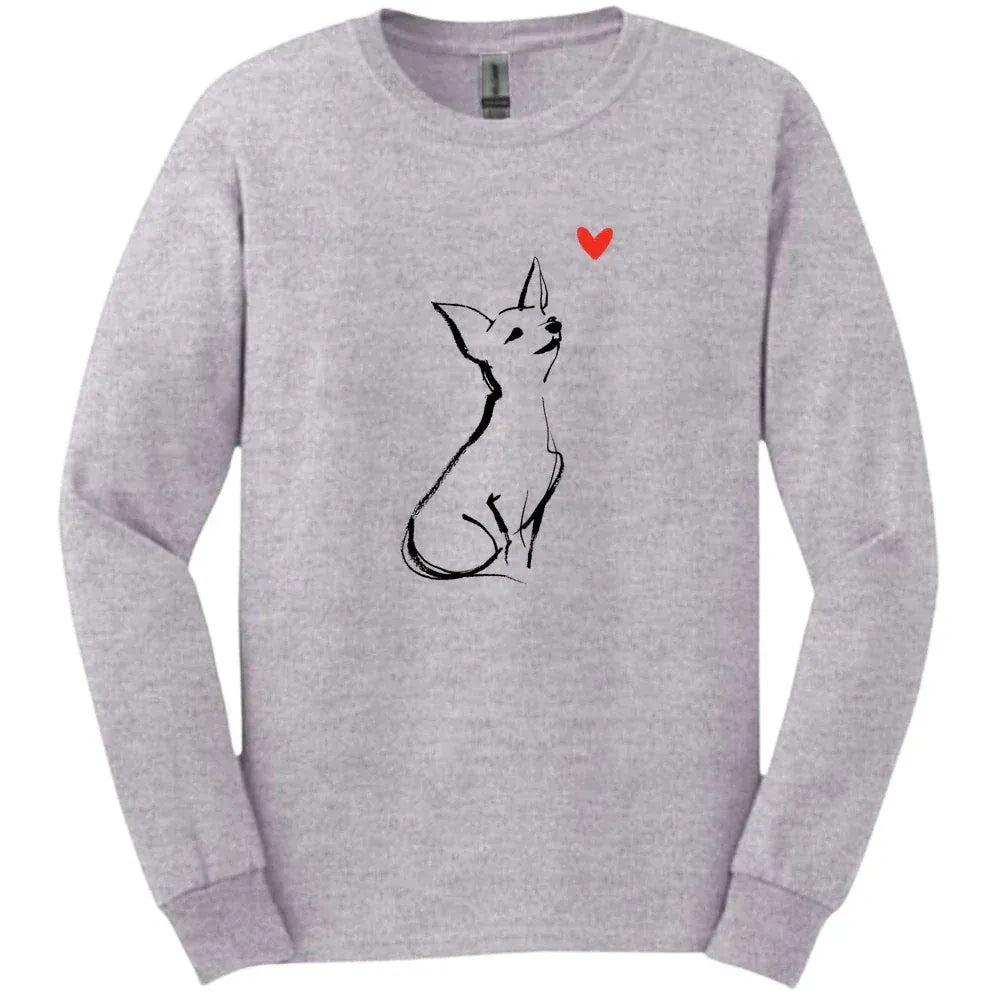 Chihuahua - Sketch Dog Long Sleeve Tee - Sport Grey