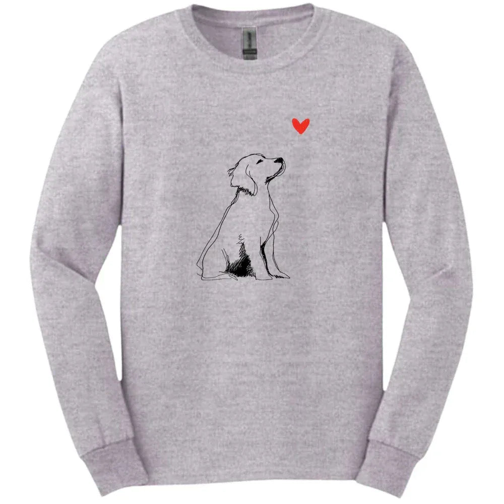 Brittany - Sketch Dog Long Sleeve Tee - Sport Grey