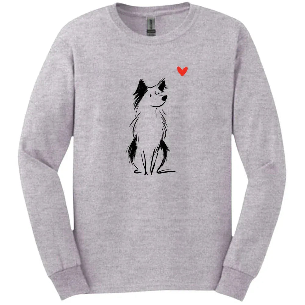 Australian Shepherd - Sketch Dog Long Sleeve Tee - Sport Grey