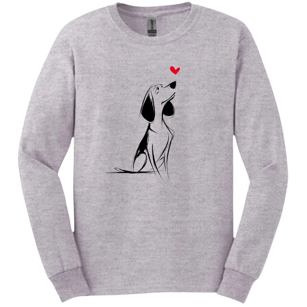 Beagle - Sketch Dog Long Sleeve Tee - Sport Grey