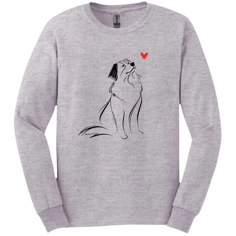 Bernese Mountain Dog - Sketch Dog Long Sleeve Tee - Sport Grey