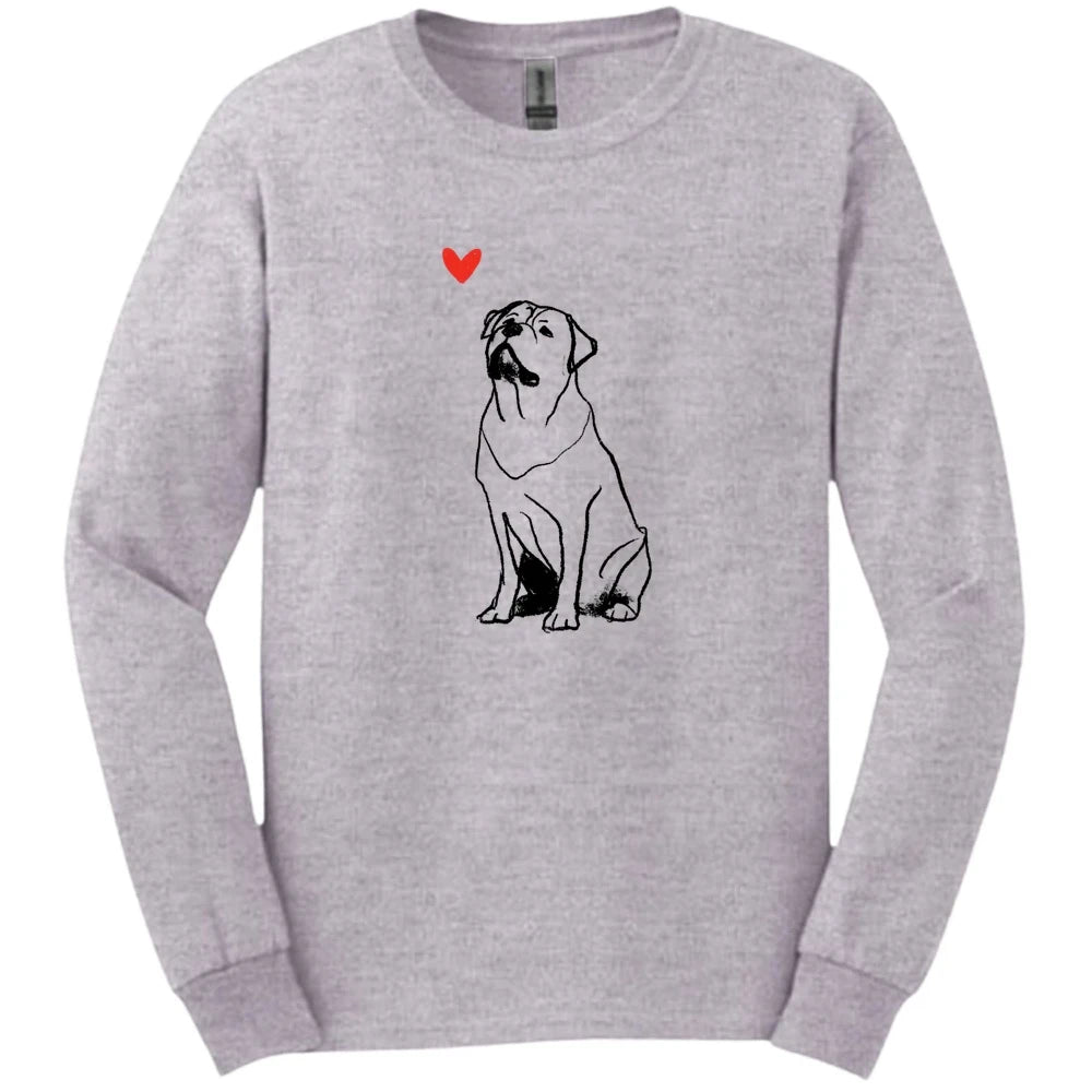 Rottweiler - Sketch Dog Long Sleeve Tee - Sport Grey