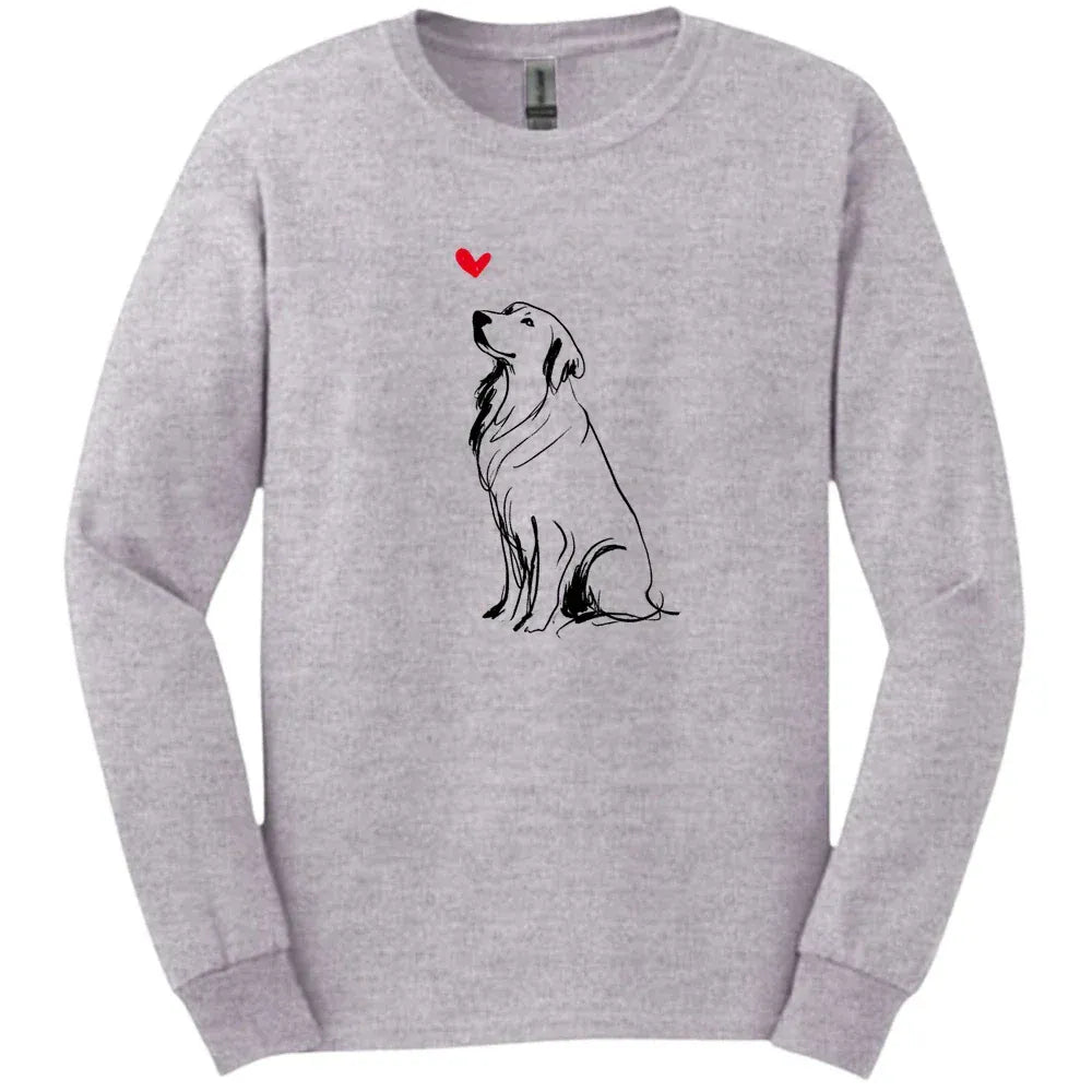 Golden Retriever - Sketch Dog Long Sleeve Tee - Sport Grey