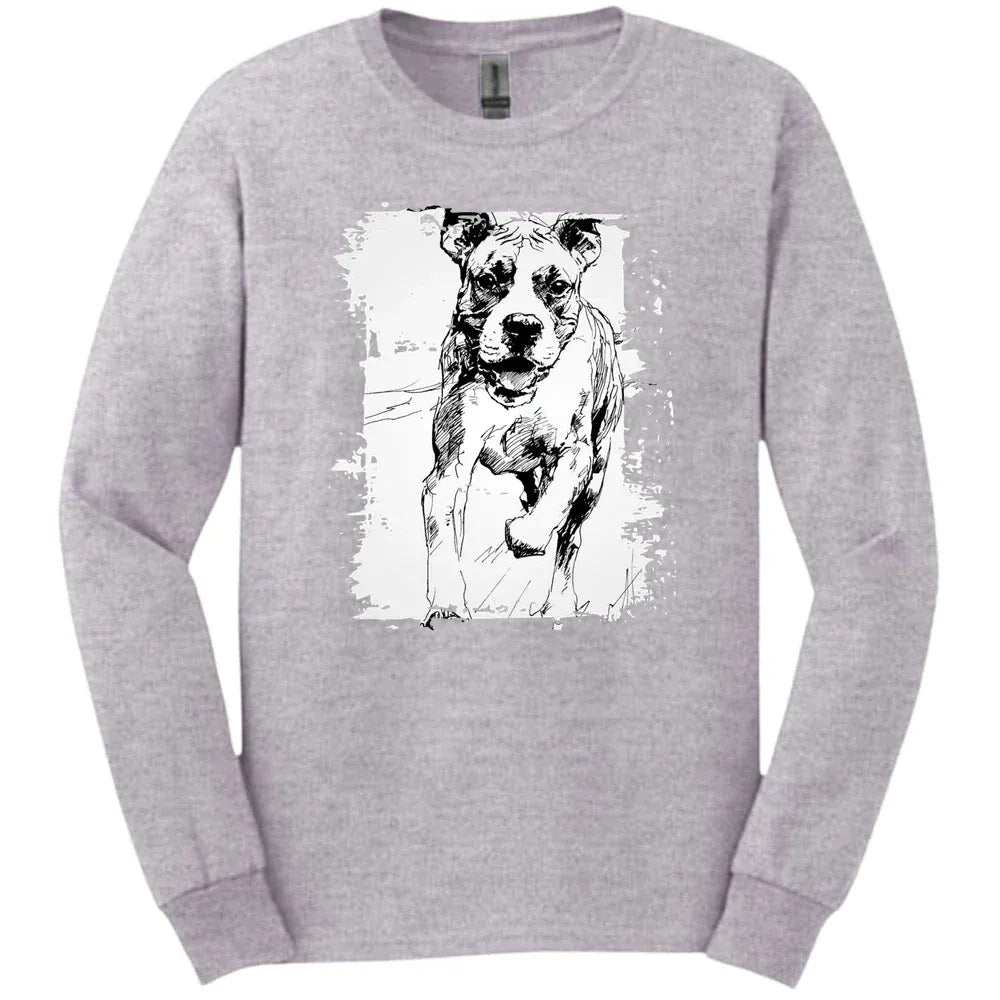 Boxer - Running Dog Long Sleeve Tee - Sport Grey