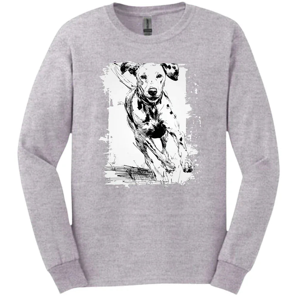 Dalmatian - Running Dog Long Sleeve Tee - Sport Grey