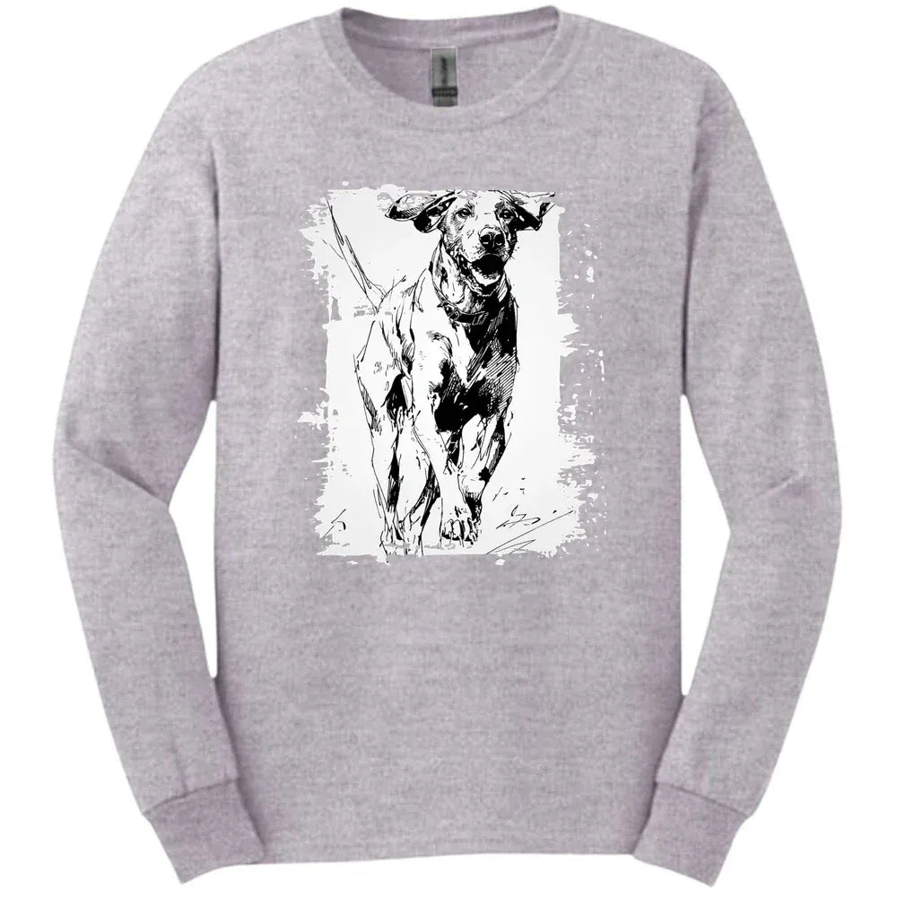 German Shorthaired Pointer - Running Dog Long Sleeve Tee - Sport Grey