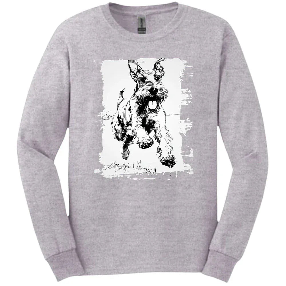 Giant Schnauzer - Running Dog Long Sleeve Tee - Sport Grey