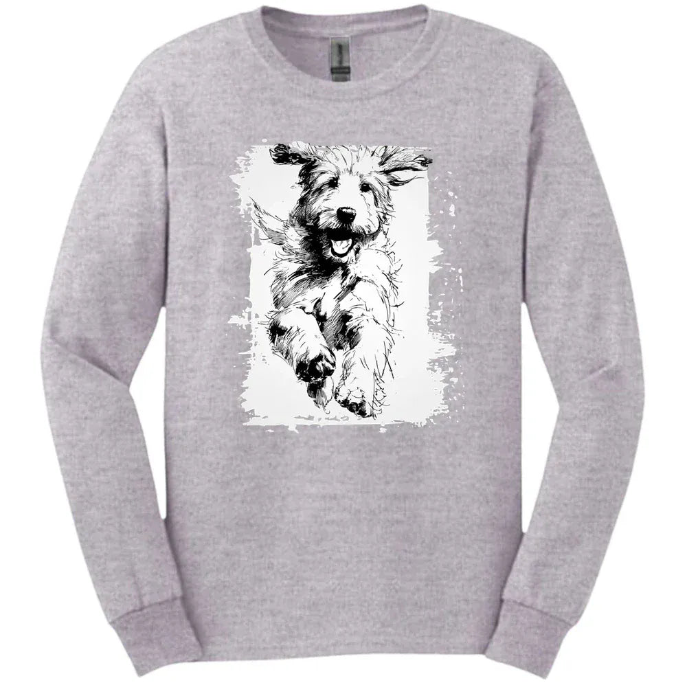 Golden Doodle - Running Dog Long Sleeve Tee - Sport Grey