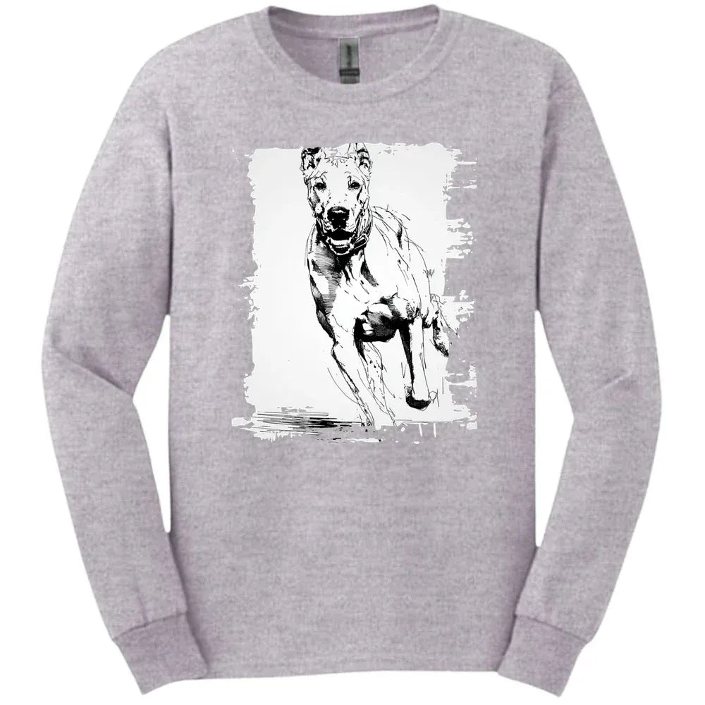 Great Dane - Running Dog Long Sleeve Tee - Sport Grey