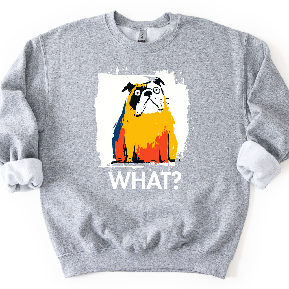 Bulldog - What Dog Sweater - Sport Grey