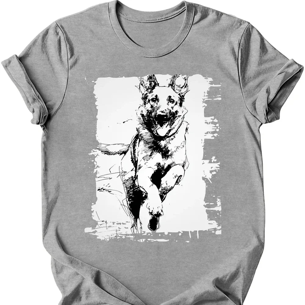 Belgian Malinois - Running Dog T-Shirt - Sport Grey