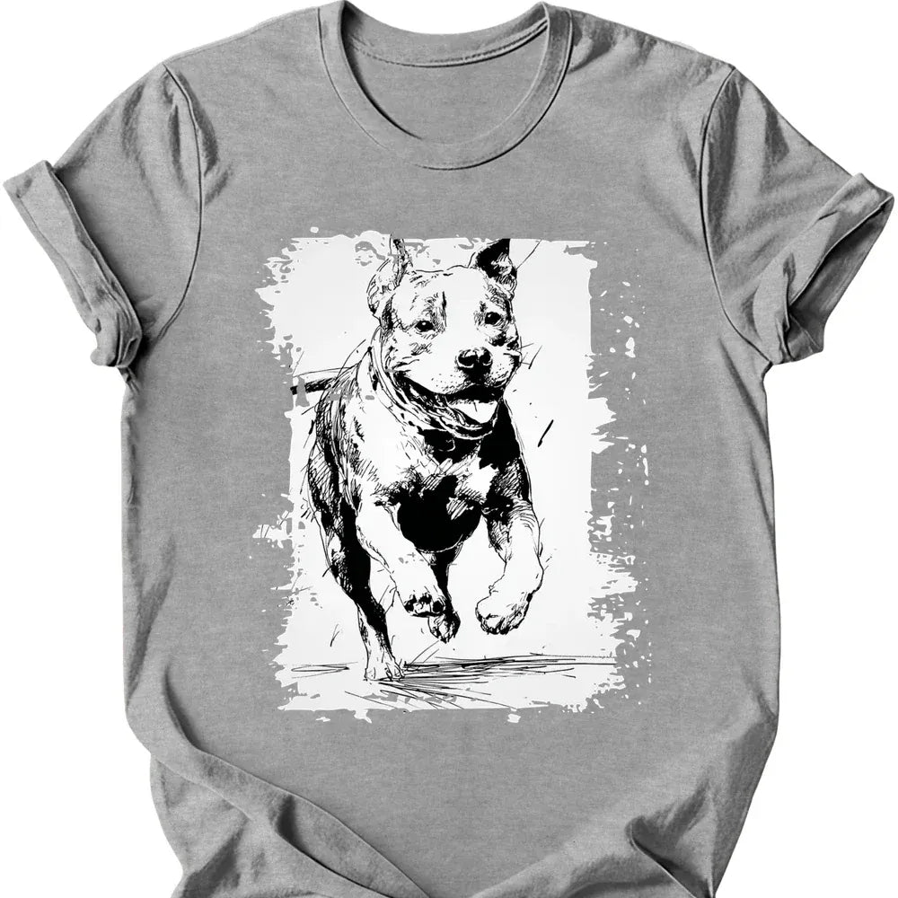 Pitbull - Running Dog T-Shirt - Sport Grey