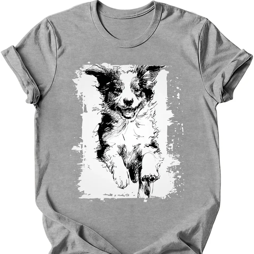 Miniature American Shepherd - Running Dog T-Shirt - Sport Grey