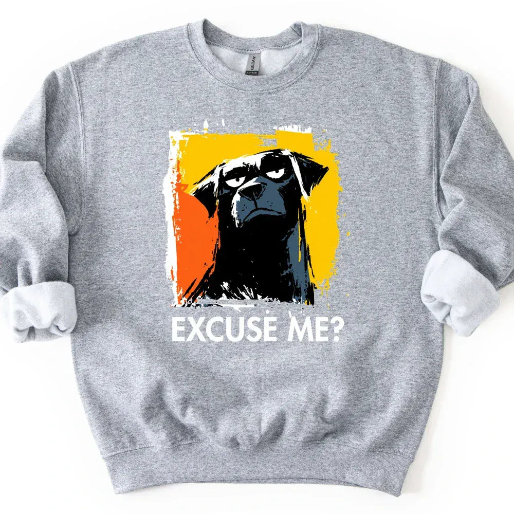 Black Labrador - Excuse Me Dog Sweater - Sport Grey