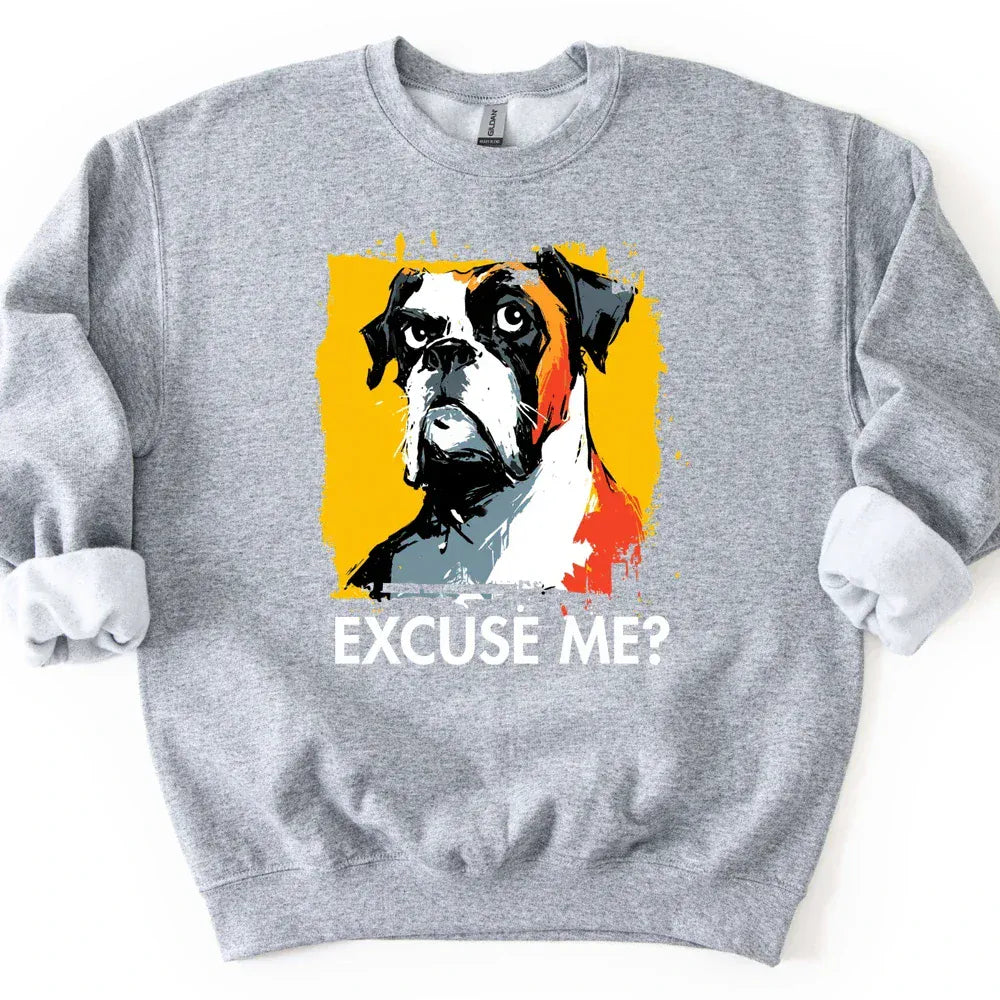 Boxer - Excuse Me Dog Sweater - Sport Grey