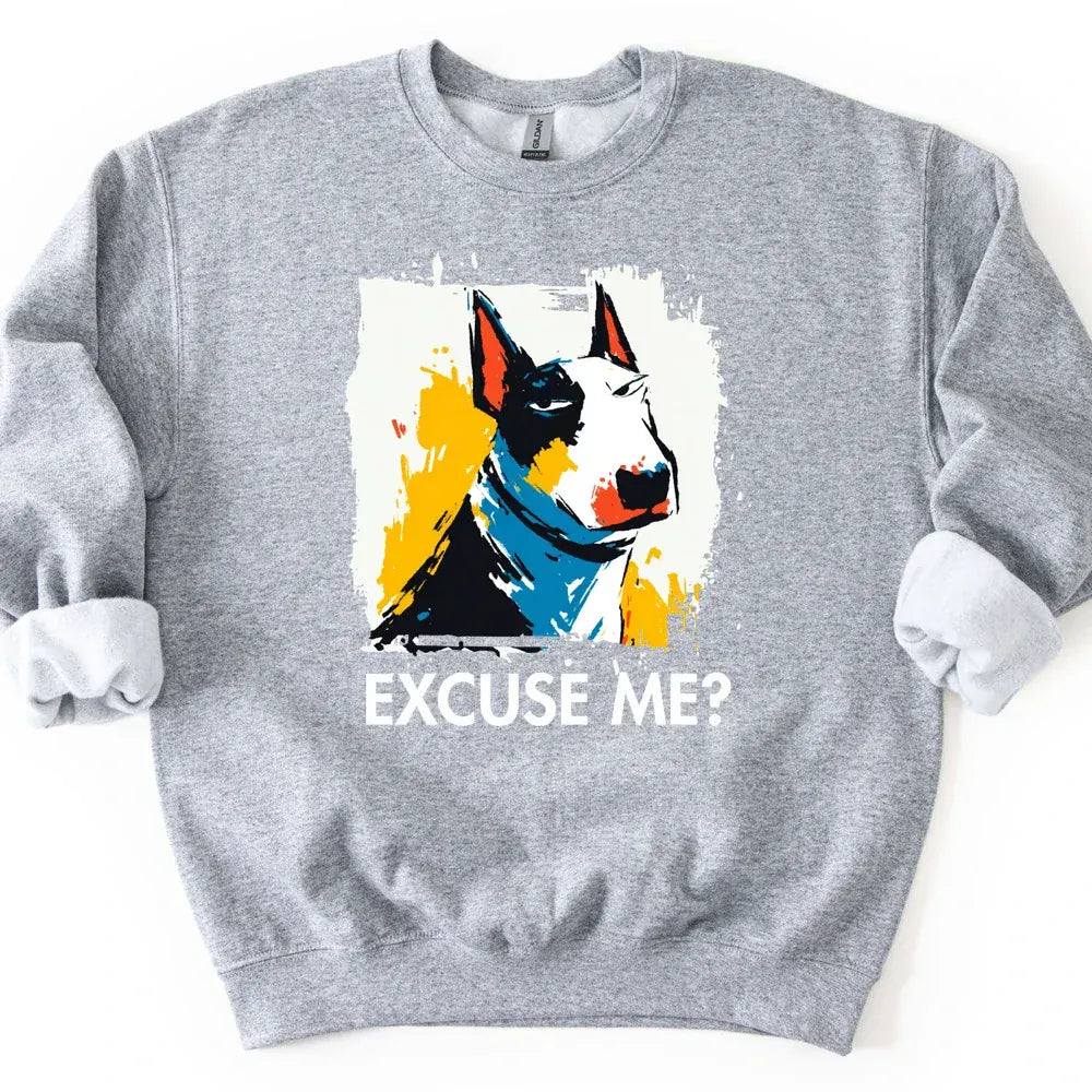 Bull Terrier - Excuse Me Dog Sweater - Sport Grey