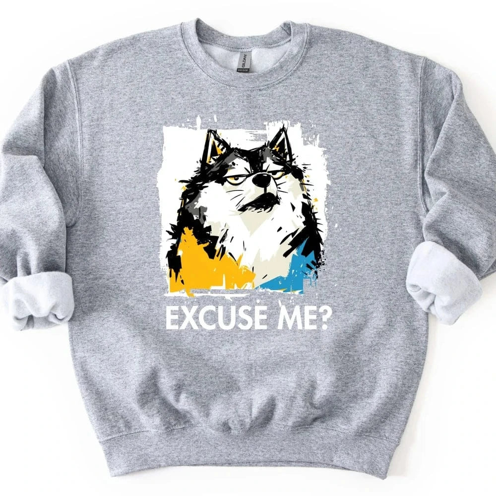 Keeshond - Excuse Me Dog Sweater - Sport Grey