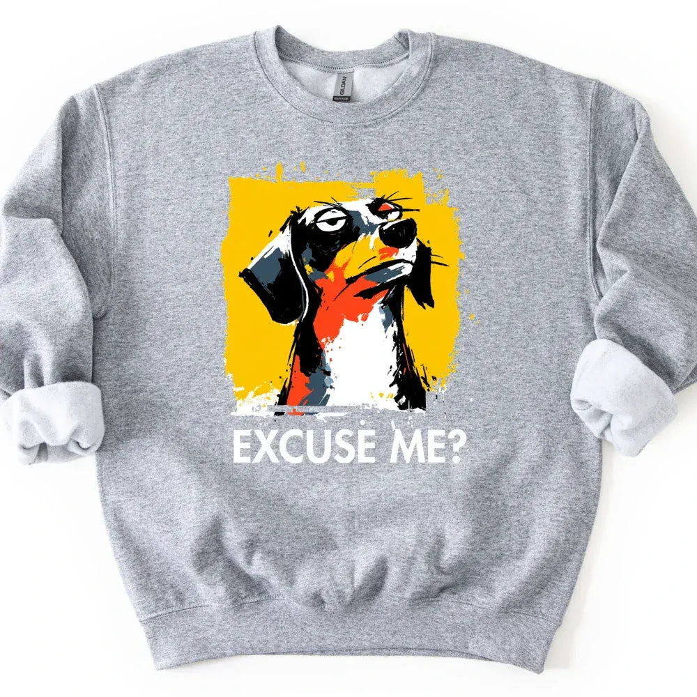 Dachshund - Excuse Me Dog Sweater - Sport Grey
