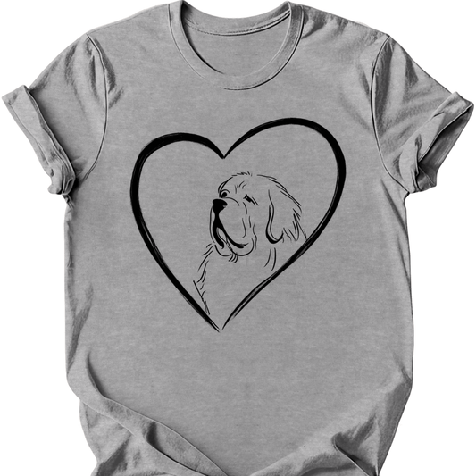 Newfoundland - Heart Dog T-Shirt - Sport Grey