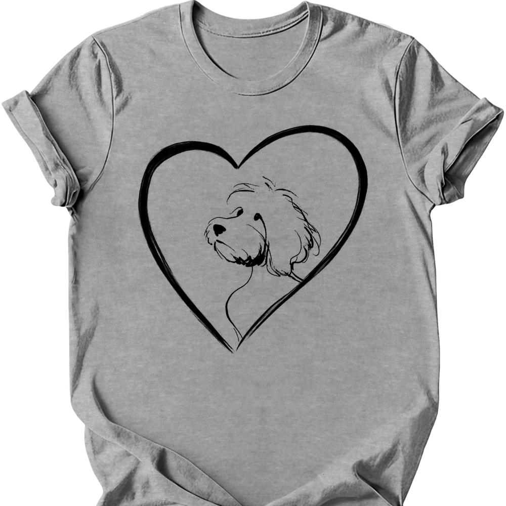 Cavapoo - Heart Dog T-Shirt - Sport Grey