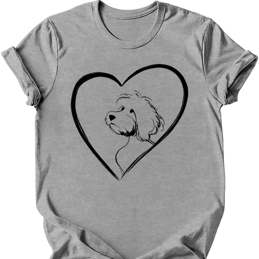 Cavapoo - Heart Dog T-Shirt - Sport Grey