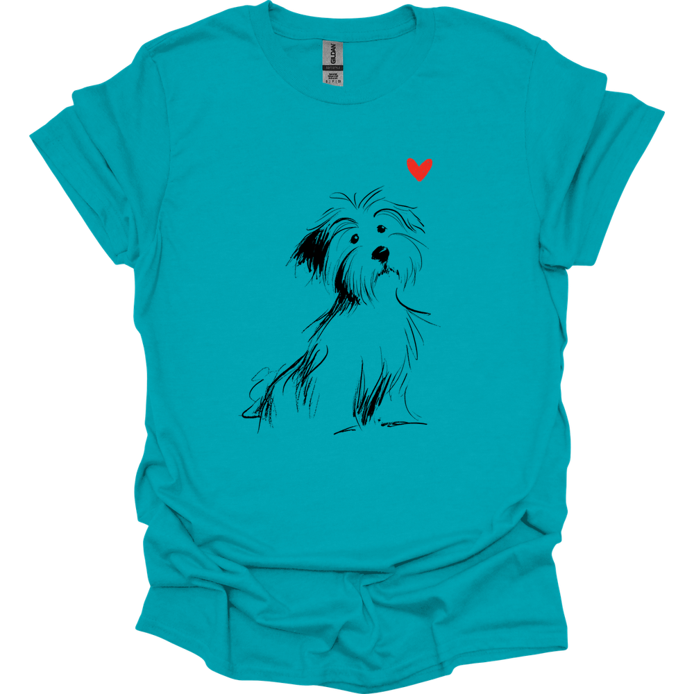 Havanese - Sketch Dog T-Shirt - Tropical Blue