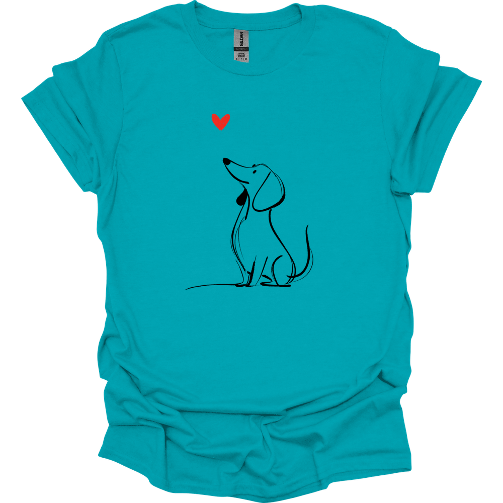 Dachshund - Sketch Dog T-Shirt - Tropical Blue