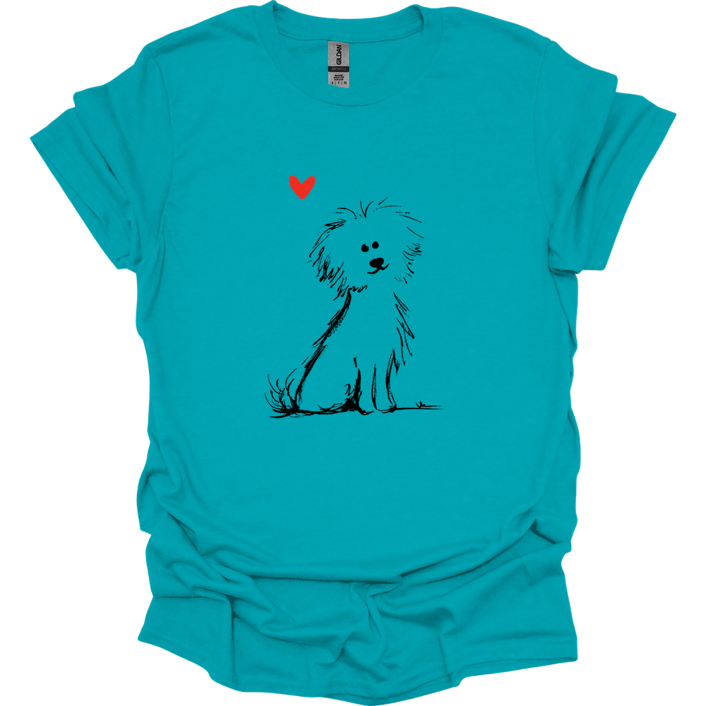 Bichon Frise - Sketch Dog T-Shirt - Tropical Blue