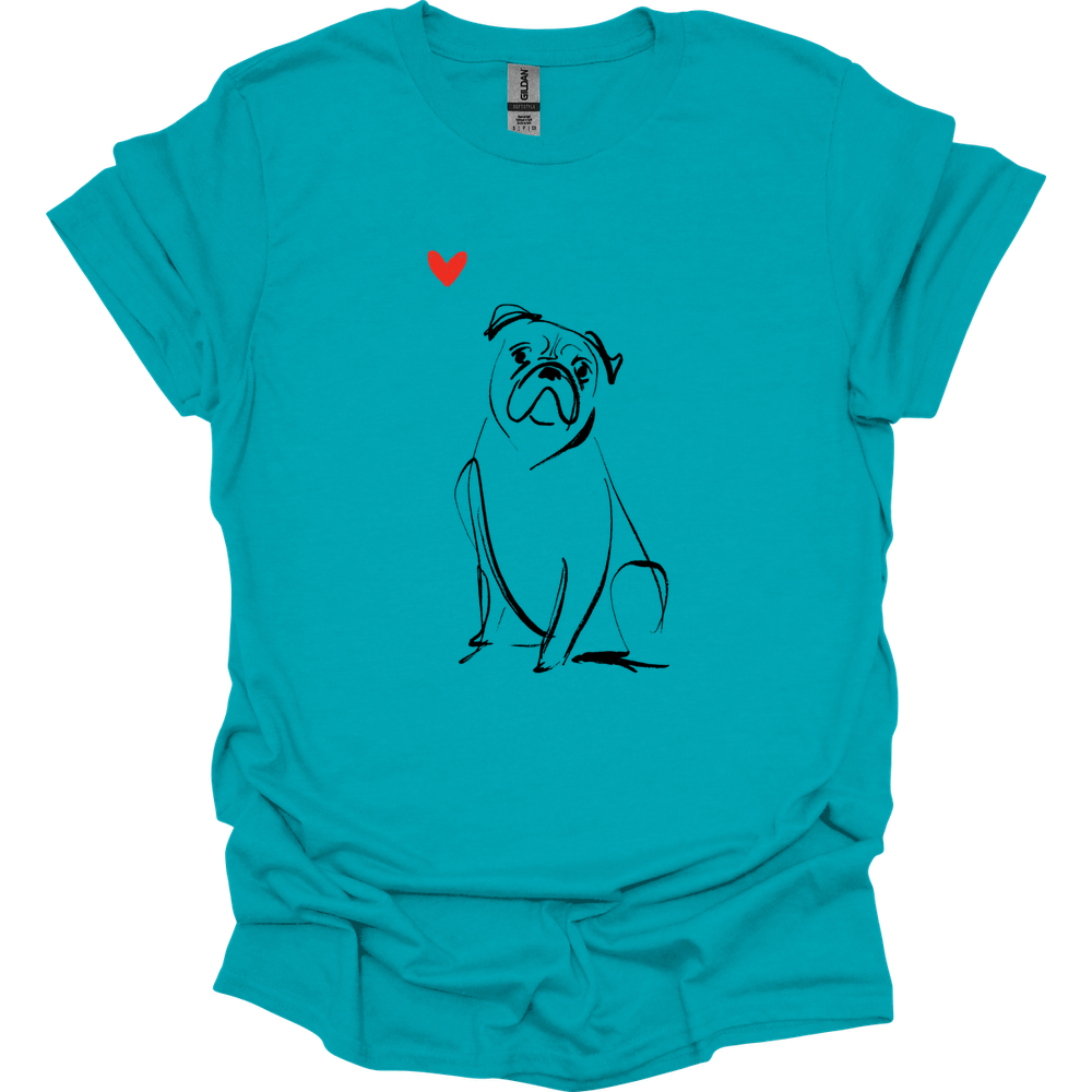 Boxer - Sketch Dog T-Shirt - Tropical Blue
