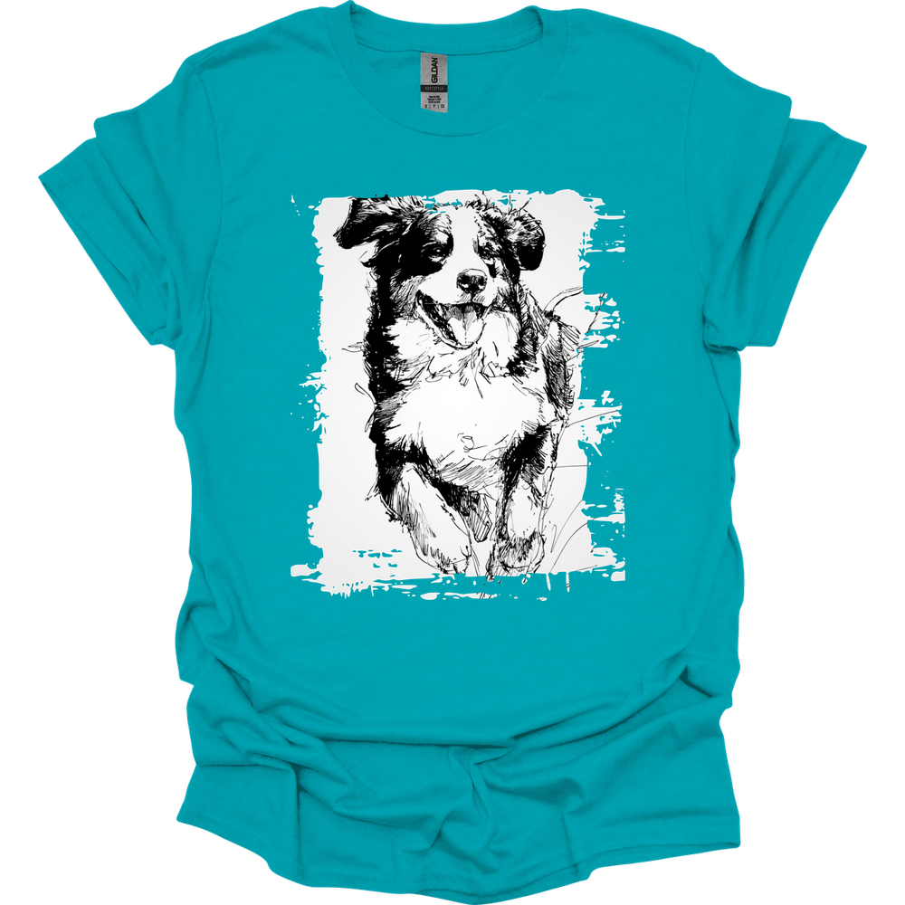 Bernese Mountain Dog - Running Dog T-Shirt - Tropical Blue
