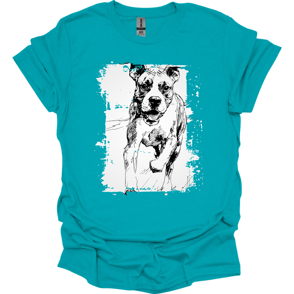 Boxer - Running Dog T-Shirt - Tropical Blue